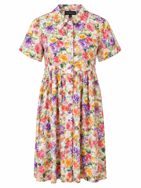 Cynthia Rowley Dresses & Skirts - CYNTHIA ROWLEY | Spring Floral Button Front Collared Dress Pearl Buttons | 12‎